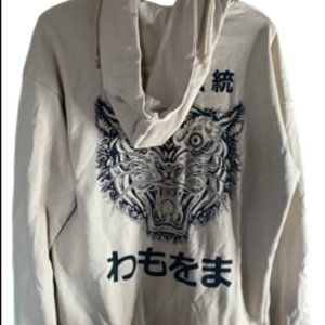 Jack & Jones Oversize Hoodie with Tiger Back Print - Men's Medium (Beige)